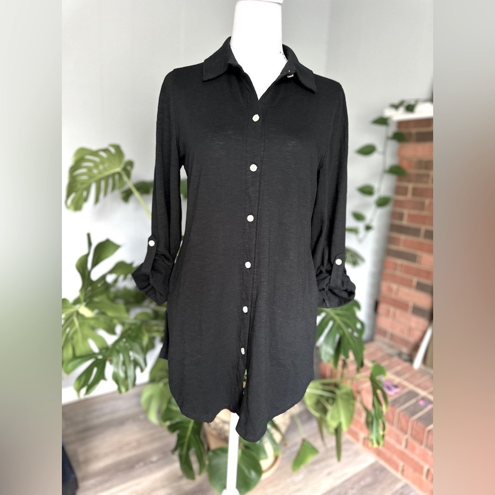 Soma Black Button-Down Tunic Shirt